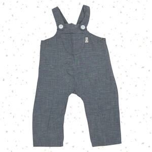 Lucy & Leo Organic Cotton Baby Overalls Slate Blue Gray Outfit Size 9-12 Months
